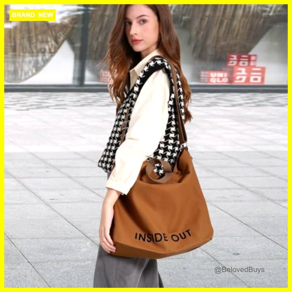 Large Canvas Tote Bag with Adjustable Strap and Coin Purse for Work Travel - Picture 2 of 7